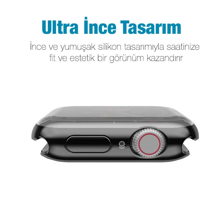 ALLY Apple Watch 7-8 45mm 360 Koruma Ultra Slim Silikon Kılıf-(5775) - Petrol Yeşili