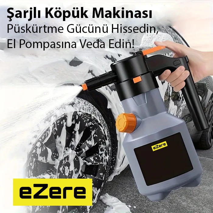 EZERE 2L Yüksek Basınçlı Şarjlı Köpük Makinası Oto Yıkama Pompası Köpük Püskürtücü-(5775) - Gri