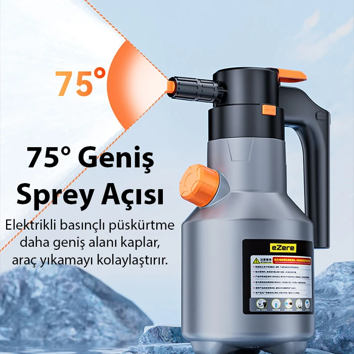 EZERE 2L Yüksek Basınçlı Şarjlı Köpük Makinası Oto Yıkama Pompası Köpük Püskürtücü-(5775) - Gri