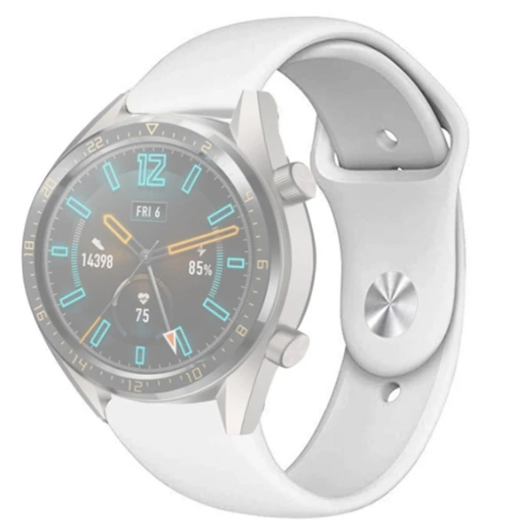 22MM Silikon Kayış Kordon Gear S3 Watch 4 -GT2 GT2E 46MM KayışKordon Watch Active 2 22MM-(5775) - Kırmızı