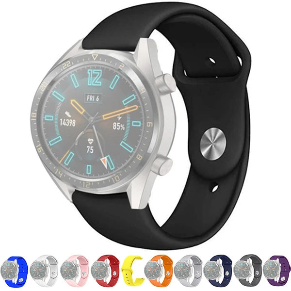 22MM Silikon Kayış Kordon Gear S3 Watch 4 -GT2 GT2E 46MM KayışKordon Watch Active 2 22MM-(5775) - Pembe