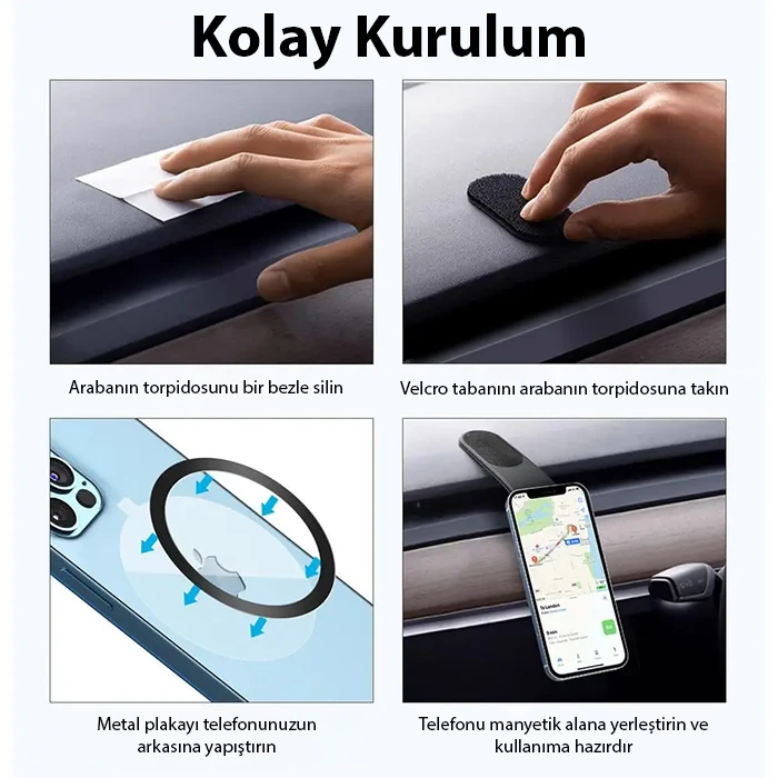 Ally MA-160 Araç Torpido Üstü Katlanabilir Manyetik Telefon Tutucu-(5775) - Siyah