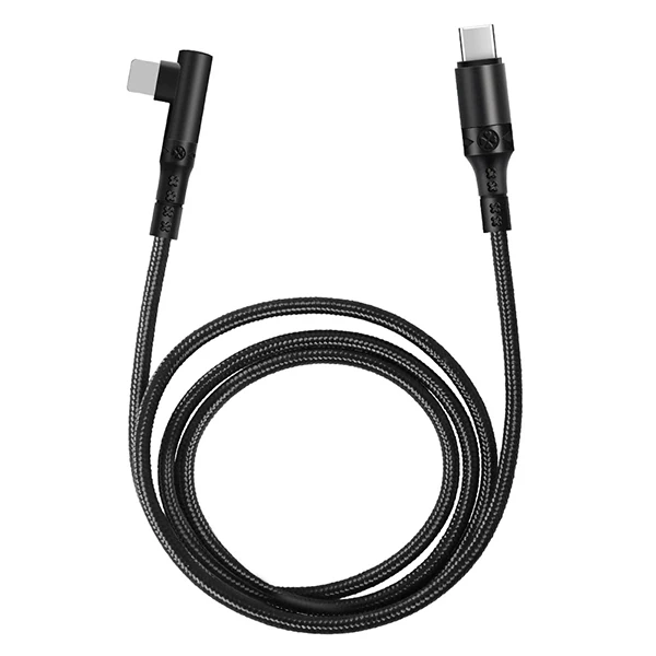 ALLY Type-C to İPhone 20w Lightning Hızlı Şarj Kablosu Oyuncu 90 Derece Kablo-(5775) - Siyah