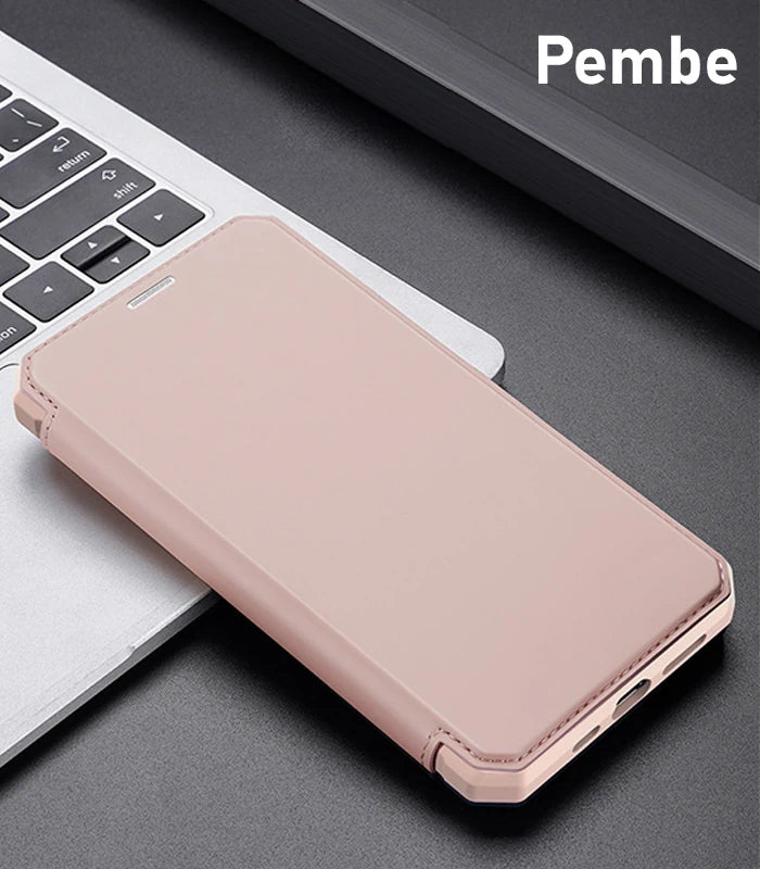 DUX DUCİS iPhone 12 Mini Kılıf Mıkantıslı Kapaklı Flip Cover Kılıf Skin X Series Flip Case-(5775) - Pembe