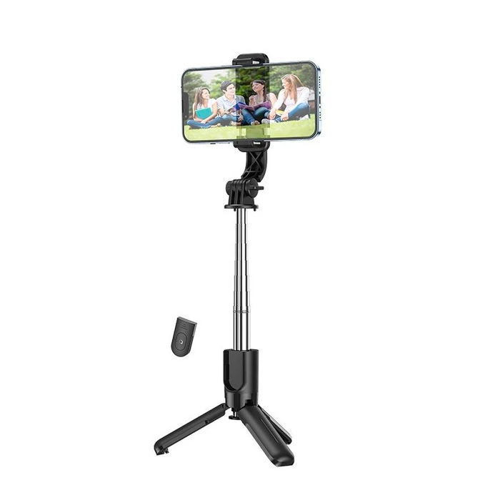 HOCO K17 Bluetooth Uzaktan Kontrol Selfie Çubuğu Tripod Mini Canlı Yayın Standı-(5775) - Siyah