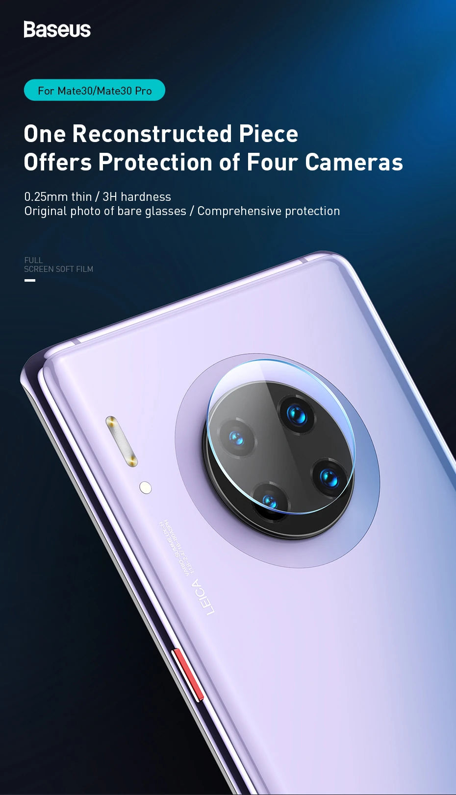 Baseus Huawei Mate30/Mate30 Pro Kamera Koruyucu Kırılmaz Cam  2adet set-(5775) - Şeffaf 2