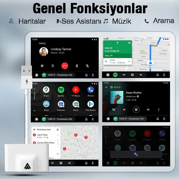 Ally Usb+Type-C Android Kablosuz Carplay Adaptör Çevirici - Youtube Netflix Tiktok Video Yansıtıcı-(5775) - Beyaz