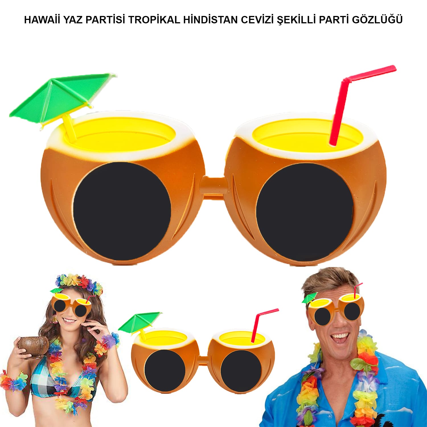 Hindistan Cevizi Tropikal Hawaii Yaza Merhaba Parti Gözlüğü (5286)