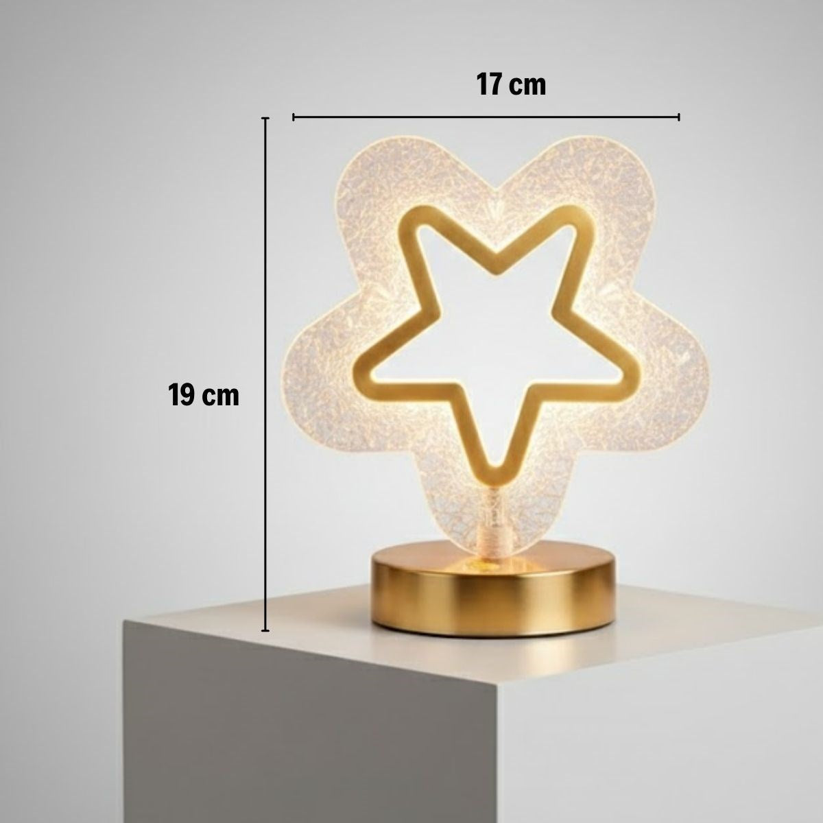 İçi Boş Yıldız Şeklinde Kristal LED Masa Lambası – Dokunmatik, 3 Renk Işık Modlu, Şarjlı Mini Dekoratif Gece Lambası (5286)