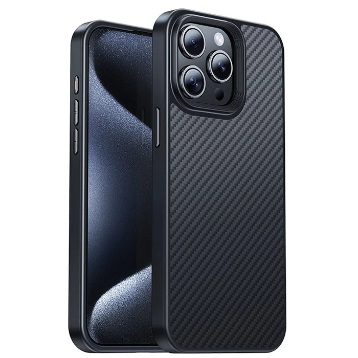 Hoco iPhone 15 Pro Max AS7 Kevlar Kılıf Manyetik Magsafeli Telefon Kılıfı-(5775) - Siyah