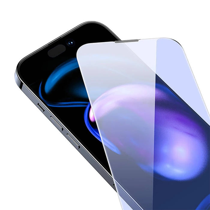 Baseus iPhone 15 Pro Full Koruma Anti Mavi Işık Tempered Cam Ekran Koruyucu 2 Adet Set-(5775) - Şeffaf 2