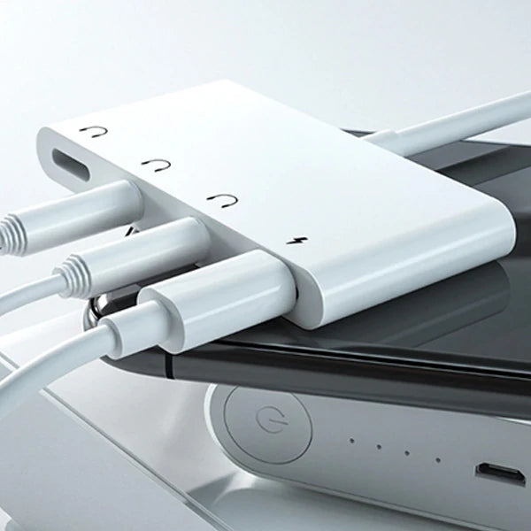 ALLY Andriod Usb Type C 4in1 Otg Ses Adaptörü Çift DC 3.5MM Jack-(5775) - Beyaz