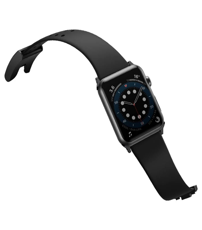 Baseus Slip-Thru Apple Watch Ultra 49mm 7-8 45mm 6-5-4 44mm Silikon Kordon Kayış 3-2-1 42mm-(5775) - Siyah