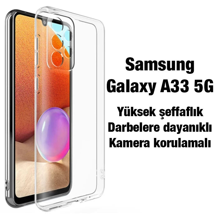 ALLY Samsung Galaxy A33 5G Kılıf Kamera Korumalı Ultra İnce Şeffaf Silikon Kılıf-(5775) - Şeffaf 2