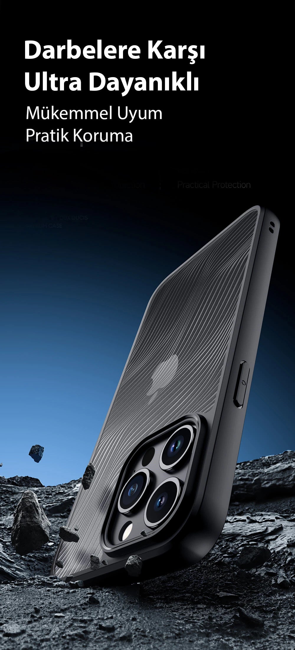 Dux Ducis iPhone 15 Pro Max Aimo Series Premium Buzlu Sert PC-TPU Kılıf-(5775) - Siyah