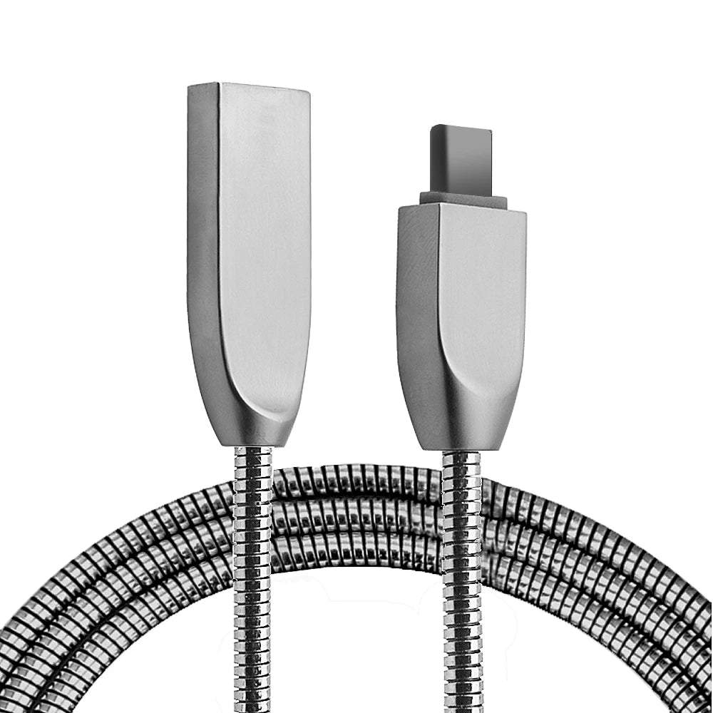 Ally Usb Type-C Zinc Alloy Dayanıklı 24 A Metal Usb Kablo-(5775) - Gümüş