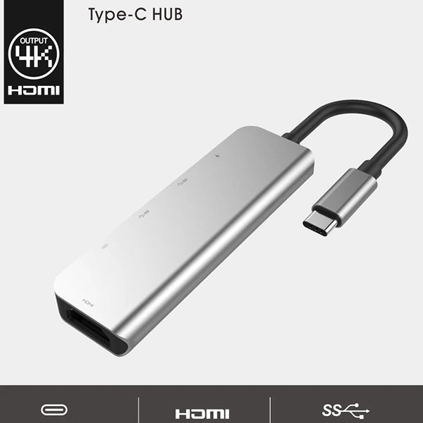 Ally Usb (Type-C to 5in1  Hdtv 2xUSB+2x PD) Hub Adaptör Çoklayıcı-(5775) - Gri