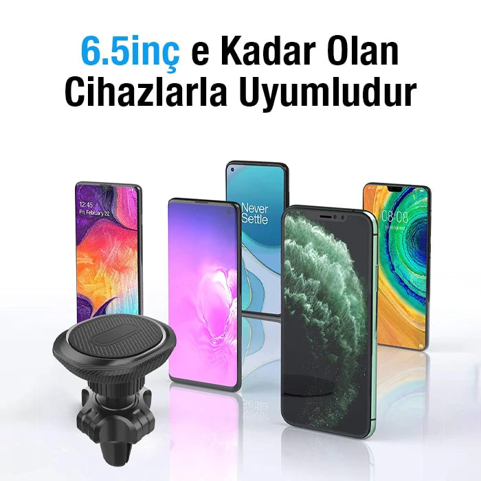 Ally ML172 Araç Klima Havalandırma Bölmesi Manyetik Yuvarlak Telefon Tutucu-(5775) - Siyah