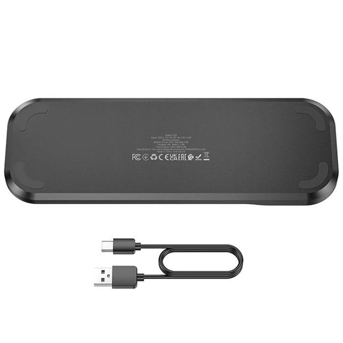 HOCO CQ5 3in1 Wireless Kablosuz Hızlı Şarj Standı (Telefon-Kulaklık-Apple watch)-(5775) - Siyah