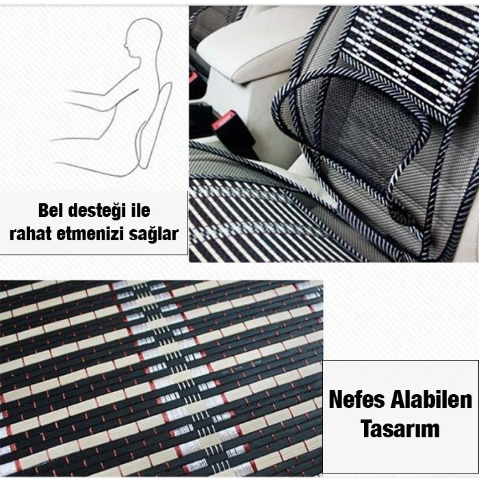 Ally Universal Bambu Araba Nefes Alabilen Koltuk Bel Minderi-(5775) - Siyah