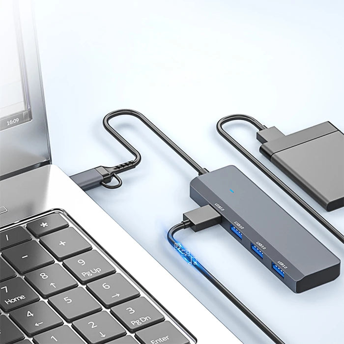 ALLY ADS-305D 4in1 USB/Type-C to 4X USB3.0 HUB Çoğaltıcı Çevirici Dönüştürücü Adaptör-(5775) - Gri