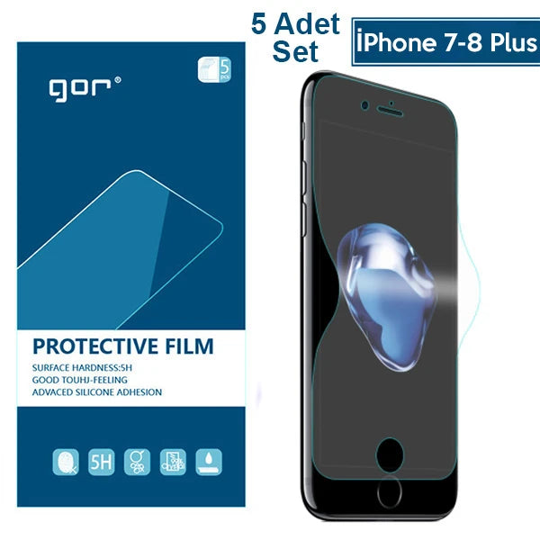 GOR İPhone 8 Plus-7 Plus HD Ekran Koruyucu Jelatin 5 Adet Set-(5775) - Şeffaf 2