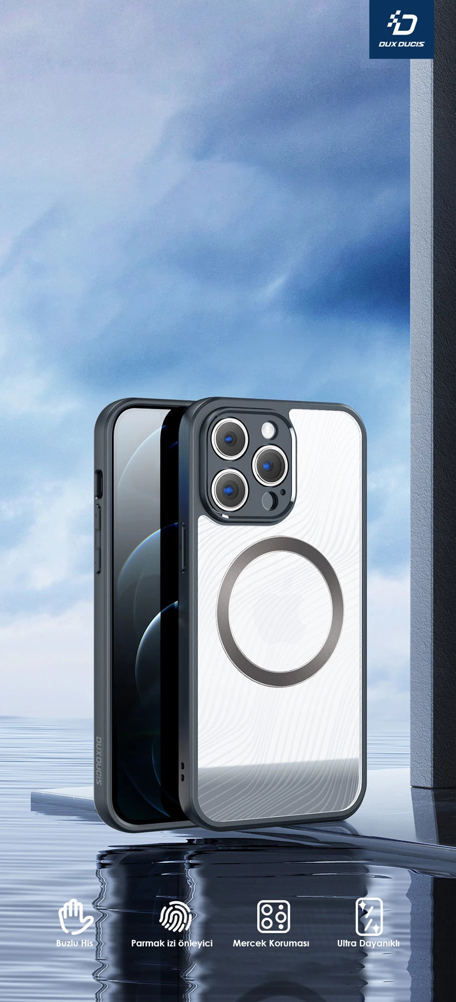 Dux Ducis iPhone 12 Pro Aimo Series Mag Safe Premium Buzlu Sert PC-TPU Kılıf-(5775) - Siyah