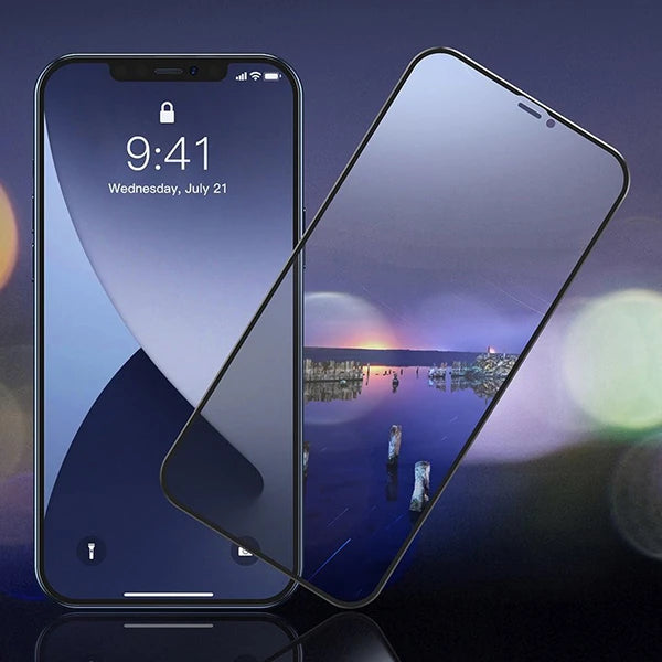 Baseus İPhone 12 mini Ekran Koruyucu 023mm Anti Spy Çerçeveli Tempered Cam Ekran Koruyucu 2 Adet Se-(5775) - Siyah