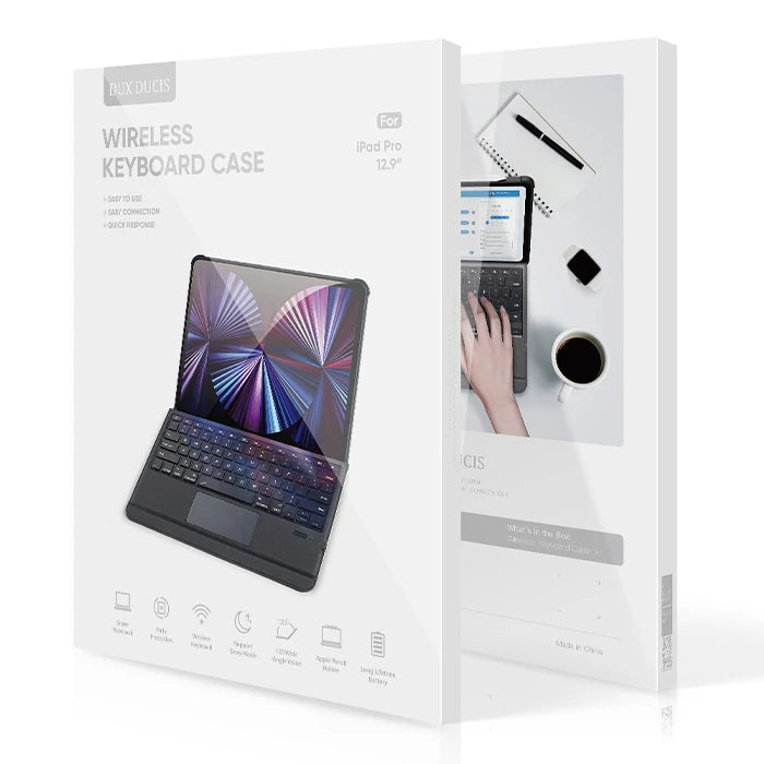 Dux Ducis iPad Pro 12.9 2022/2021/2020 SK Series Kablosuz Bluetooth Klavye Touchpad Kılıf-(5775) - Siyah