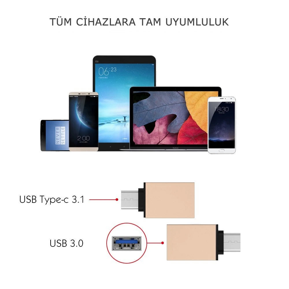 Ally Usb Type C Otg Converter Çevirici Başlık-(5775) - Pembe