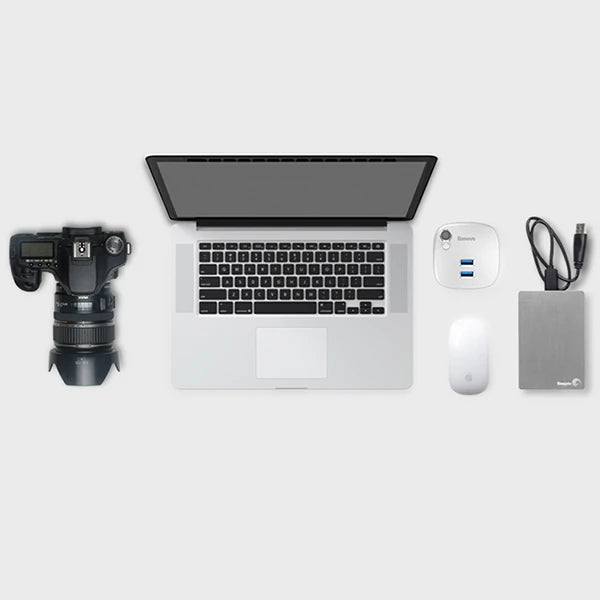Baseus Çok Fonsiyonlu Notebook Adaptörü Hub Dual USB 3.0 RJ45 TF/SD-(5775) - Gümüş
