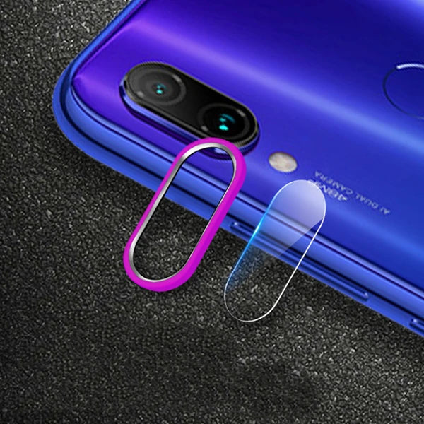 Xiaom Redmi Note 7 Kamera Koruma Metal Lens+ Kırılmaz Cam Set-(5775) - Pembe