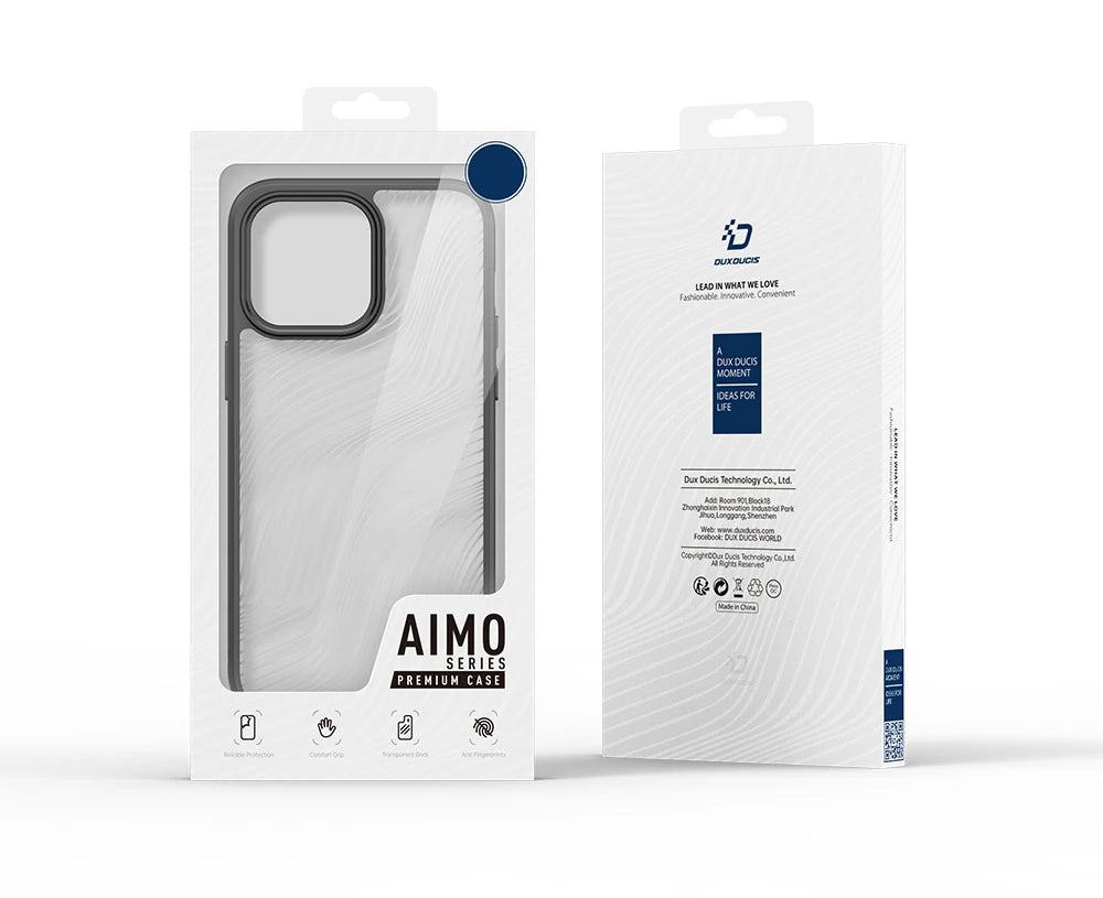 Dux Ducis iPhone 15 Pro Max Aimo Series Premium Buzlu Sert PC-TPU Kılıf-(5775) - Siyah