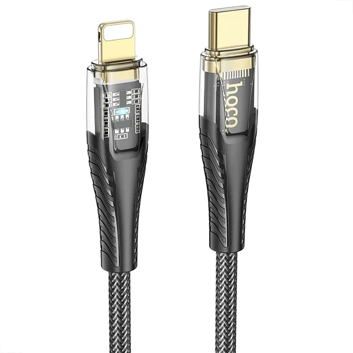 HOCO U121 Gold standard Transparent Discovery Edition 60W Type-C to iPhone Lightning Hızlı Şarj ve D-(5775) - Siyah
