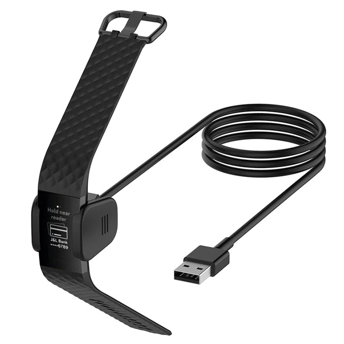Fitbit Charge 4 Usb Şarj Aleti Şarj Kablosu Cihaz Kiti-(5775) - Siyah