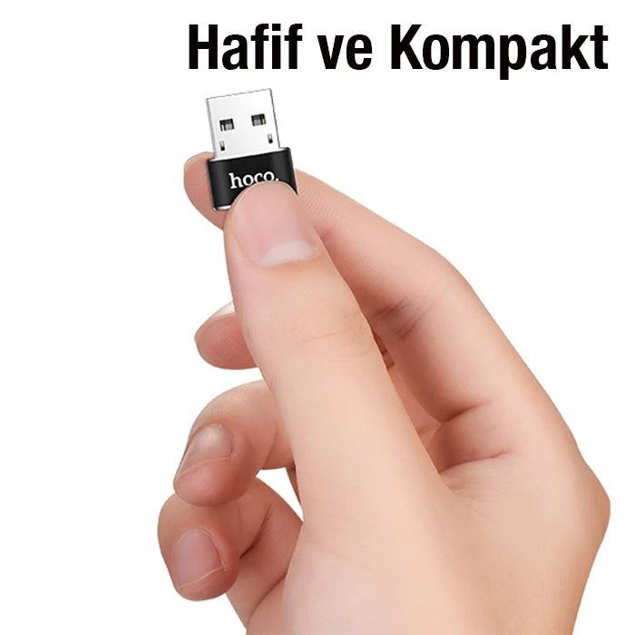 HOCO UA6 Erkek USB to Dişi Type-C Dönüştürücü Çevirici Adaptör-(5775) - Siyah