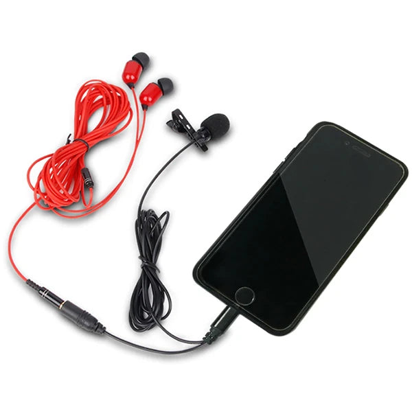 ALLY iPhone Lightning Yaka Mikrofonu+3.5MM jack Profesyonel Youtuber Mikrofonu-(5775) - Siyah