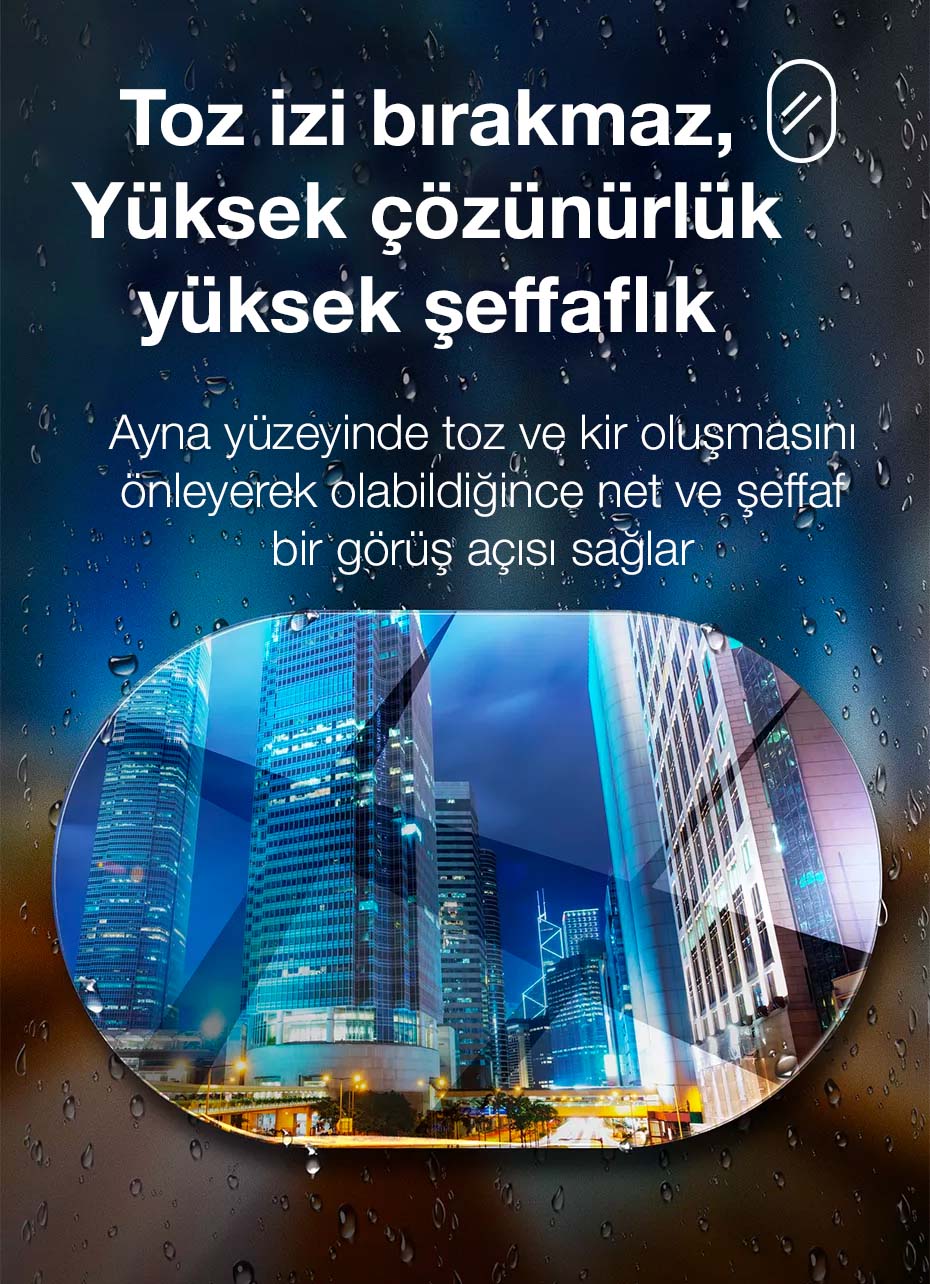 Baseus 95x95mm Araç Oto Yan Dikiz Ayna Yağmur Su Kaydırıcı Sis Önleyici Film 2 Adet Set-(5775) - Şeffaf 2