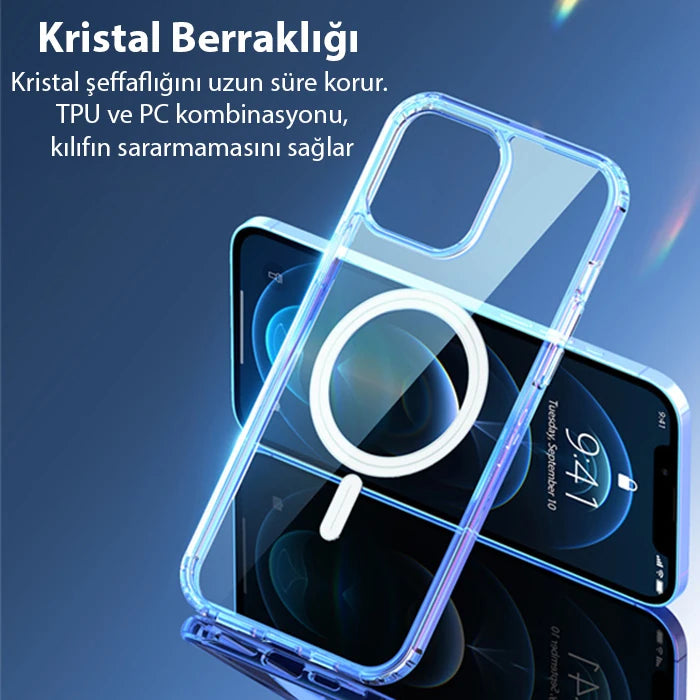 Dux Ducis Clin Mag Series iPhone 13 Pro Max 6.7 Magsafe Uyumlu Manyetik Silikon Kılıf-(5775) - Şeffaf 2