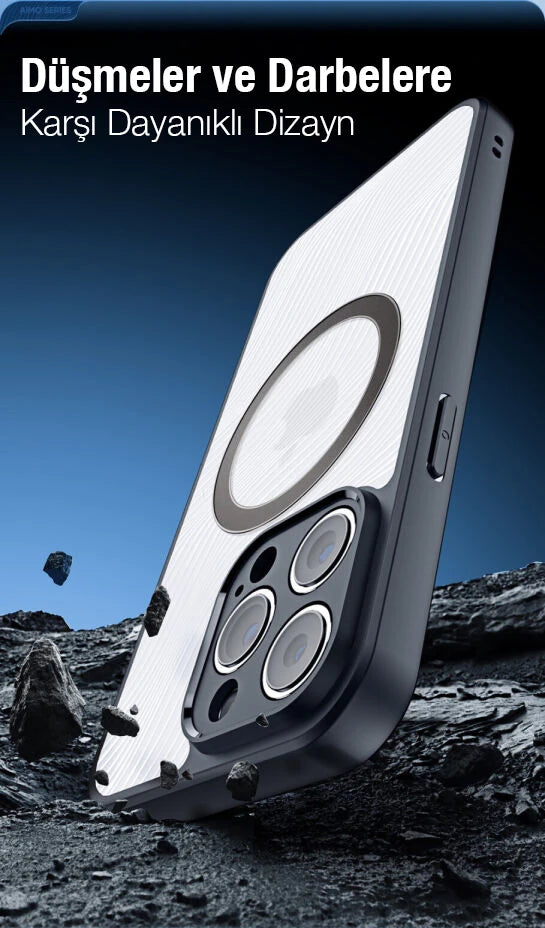 Dux Ducis iPhone 14 PRO Max Aimo Series MagSafe Premium Buzlu Sert PC-TPU Kılıf-(5775) - Siyah