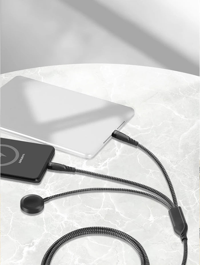 Ally 2x Type-c 100W-27W + Apple Watch İçin Type-c Şarj Kablosu-(5775) - Siyah