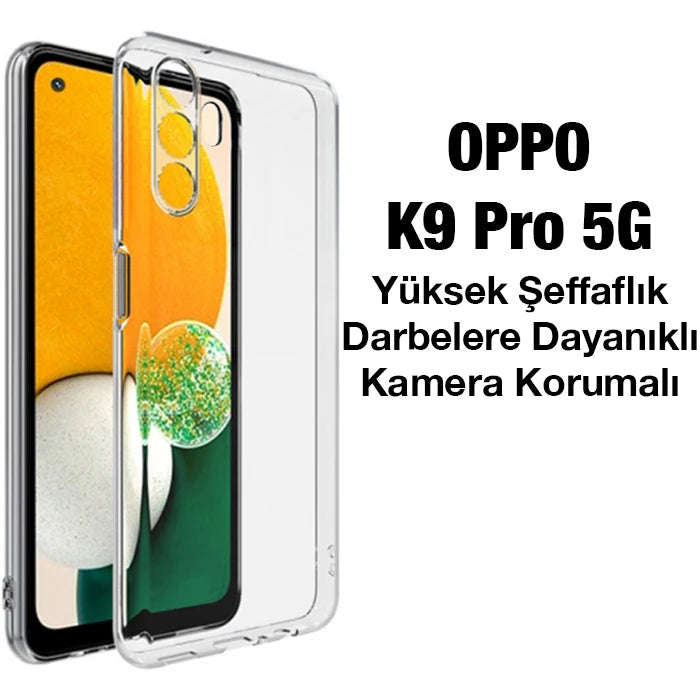 Ally OPPO K9 Pro 5G Kılıf Kamera Korumalı Ultra İnce Şeffaf Silikon Kılıf-(5775) - Şeffaf 2