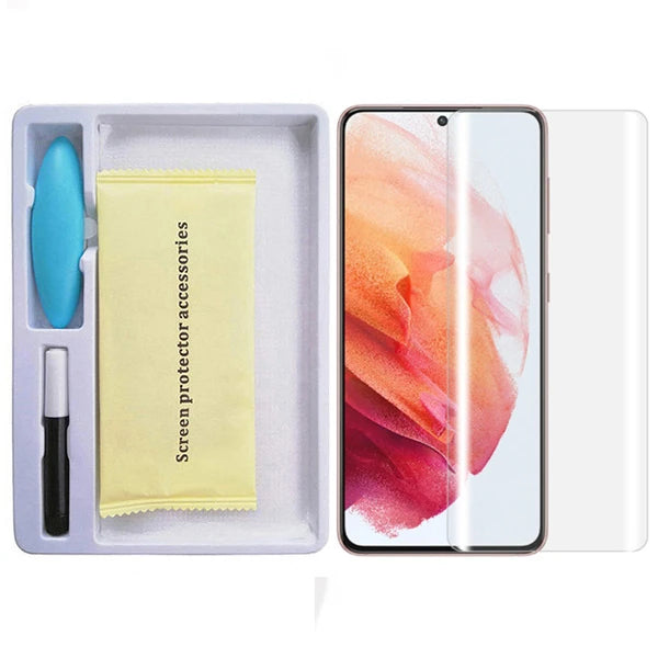 SM Galaxy S21 Full Uv Liquid+uv Işık 3DKırılmaz Cam Ekran Koruyucu-(5775) - Şeffaf 2