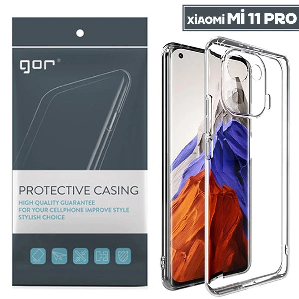 GOR Xiaomi Mi 11 Pro Kılıf Kamera Korumalı Şeffaf Silikon Kılıf-(5775) - Şeffaf 2