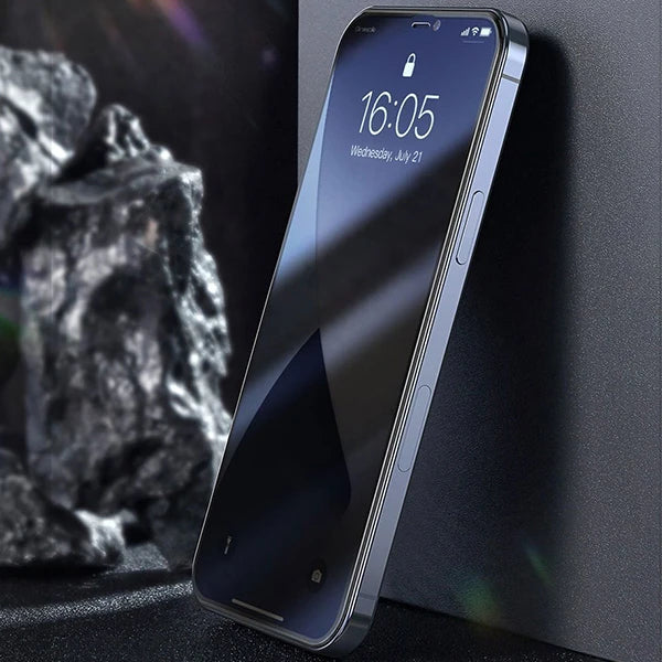 Baseus İPhone 12 mini Ekran Koruyucu 023mm Anti Spy Çerçeveli Tempered Cam Ekran Koruyucu 2 Adet Se-(5775) - Siyah