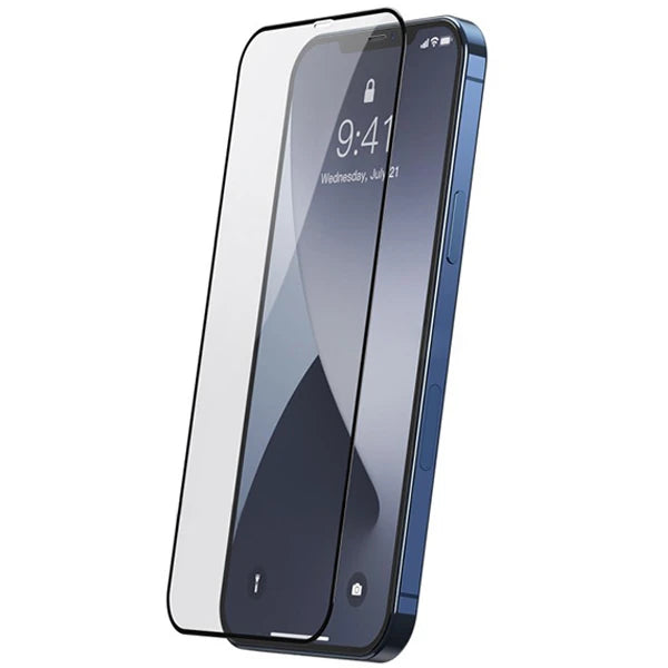 Baseus İPhone 12/12 Pro 6.1 Ekran Koruyucu 0.3MM Full Anti Blue Light Tempered Cam Ekran Koruyucu 2A-(5775) - Siyah