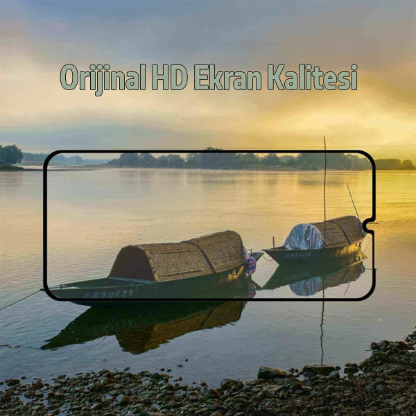 SM Galaxy A12 Full Glue Full Kaplama Tempered Cam Ekran Koruyucu-(5775) - Siyah