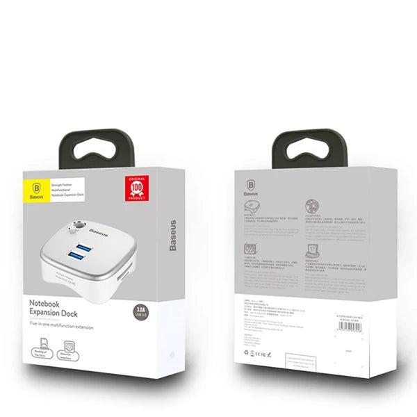 Baseus Çok Fonsiyonlu Notebook Adaptörü Hub Dual USB 3.0 RJ45 TF/SD-(5775) - Gümüş