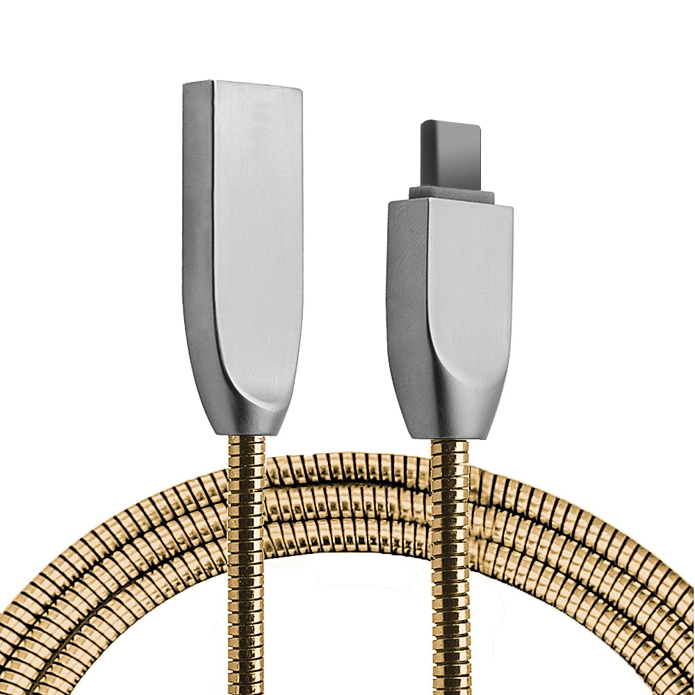 Ally Usb Type-C Zinc Alloy Dayanıklı 24 A Metal Usb Kablo-(5775) - Gümüş