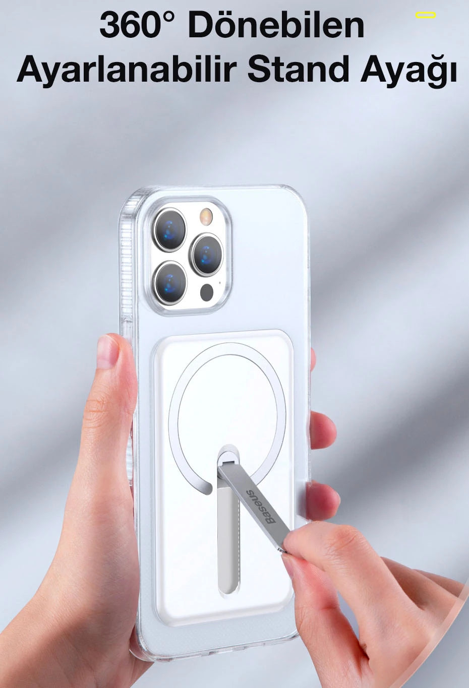 Baseus iPhone 13 Pro Max 6.7 Manyetik Magsafe Standlı Silikon Kılıf-(5775) - Şeffaf 2